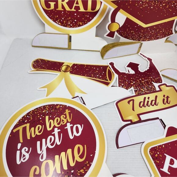 Graduation 9 Piece Decoration Set Honey Comb Table Decoration Guys or Girls - Picture 3 of 7